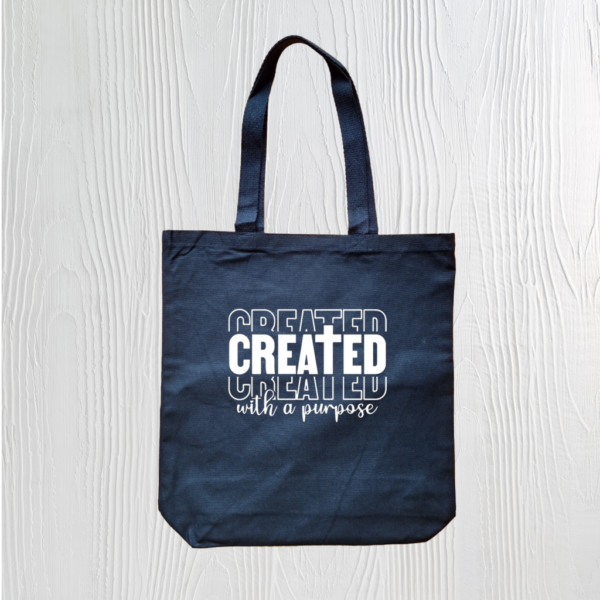 03 CREATED WITH A PURPOSE - English Bible Verse - Reusable Bag